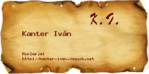 Kanter Iván névjegykártya